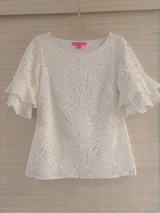 Lilly Pulitzer Tops - Lilly Pulitzer Women's White Lace Lula Top Blouse Medium EUC